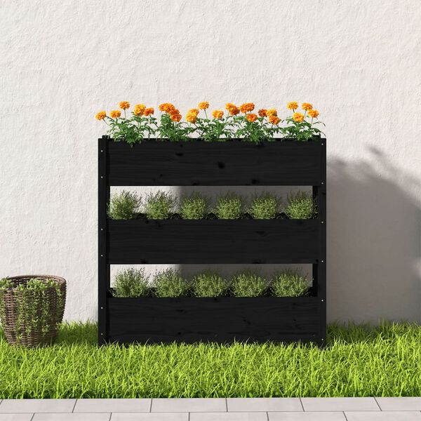 vidaXL Planter Black 112x25x104.5 cm Solid Wood Pine