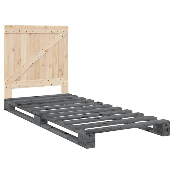 vidaXL Bed Frame without Mattress Grey 90x200 cm Solid Wood Pine
