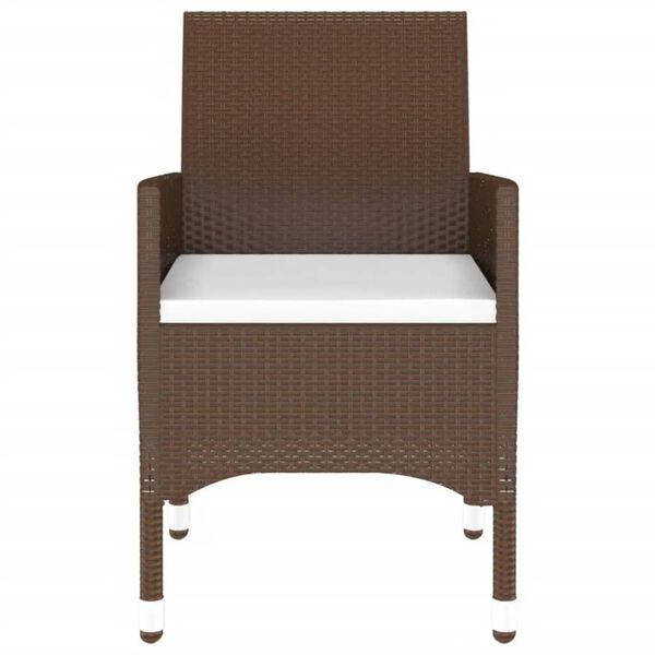 vidaXL 3 Piece Garden Bistro Set Poly Rattan and Tempered Glass Brown