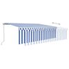 vidaXL Manual Retractable Awning with Blind 5x3m Blue&White