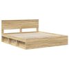 vidaXL Bed Frame with Headboard Sonoma 180 x 200 cm Solid Pine Wood