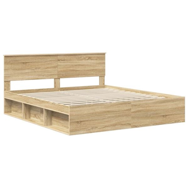 vidaXL Bed Frame with Headboard Sonoma 180 x 200 cm Solid Pine Wood