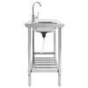 vidaXL Camping Sink Single Basin with Tap Stainless Steel