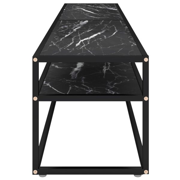 vidaXL TV Cabinet Black Marble 200x40x40.5 cm Tempered Glass