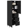 vidaXL Highboard with Drawer 2 pcs Black oak Engineered Wood and Glass