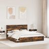 vidaXL Storage Bed with Drawer Smoked Oak 160 x 200 cm Engineered Wood