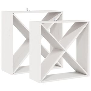 vidaXL Wine Rack 2 pcs White 62 x 25 x 62 cm Solid Pine Wood