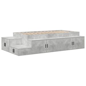 vidaXL Storage Bed Frame Concrete Grey 90 cm Engineered Wood