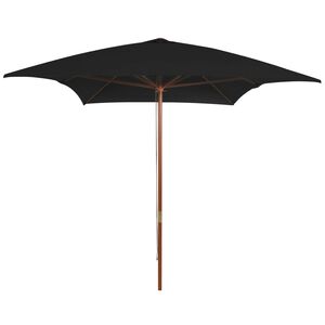 vidaXL Garden Parasol with Wooden Pole Black 200x300 cm