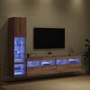 vidaXL TV Wall Unit with LED 4 pcs Artisan Oak Engineered Wood
