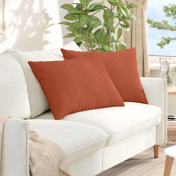 vidaXL Sofa Pillows 2 pcs Red Orange 70 x 50 cm Corduroy Fabric