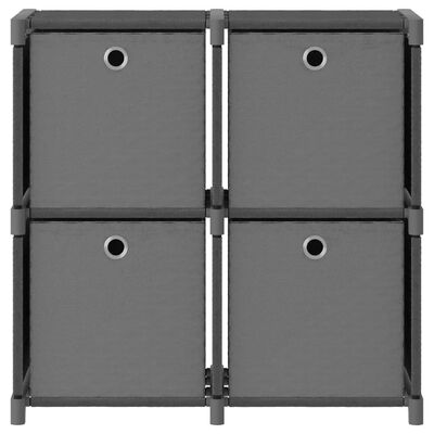 vidaXL 4-Cube Display Shelf with Boxes Grey 69x30x72.5 cm Fabric