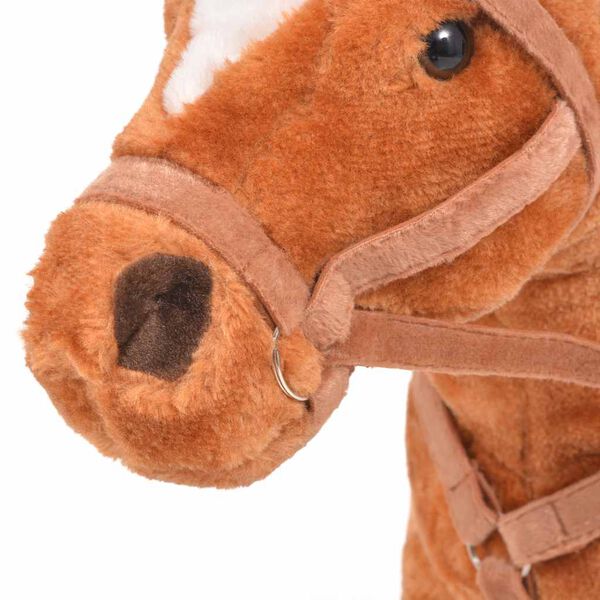 vidaXL Standing Toy Horse Plush Brown