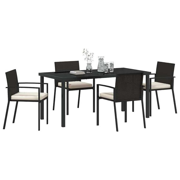 vidaXL Garden Dining Set 5 pcs Black Powder-Coated Steel