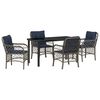 vidaXL Garden Dining Set with Cushion 5 pcs Grey and Black Rattan