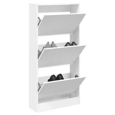 vidaXL Shoe Cabinet White 60x21x125.5 cm Engineered Wood