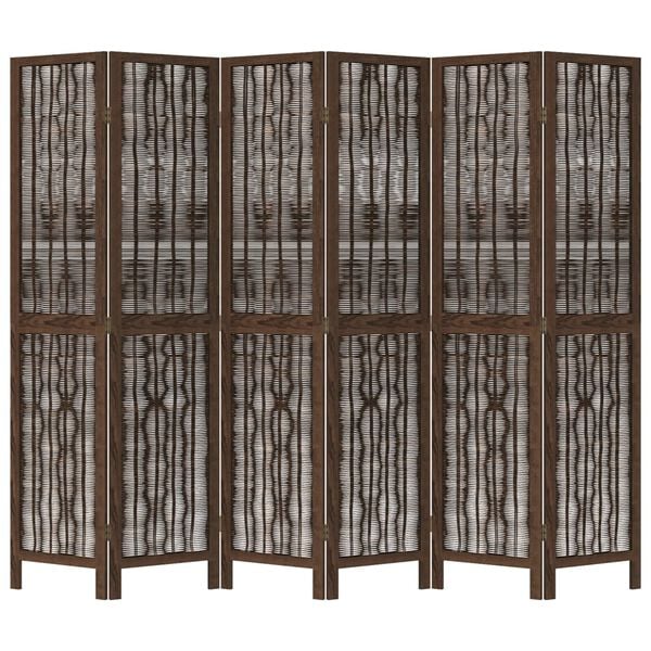 vidaXL Room Divider 6 Panels Dark Brown Solid Wood Paulownia
