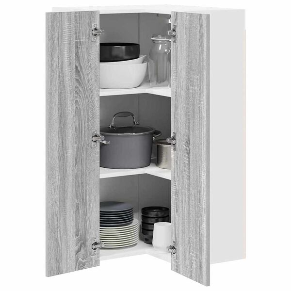 vidaXL Hanging Cabinet Grey Sonoma and White 57 x 57 x 100 cm
