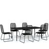 vidaXL 7 Piece Garden Dining Set Black