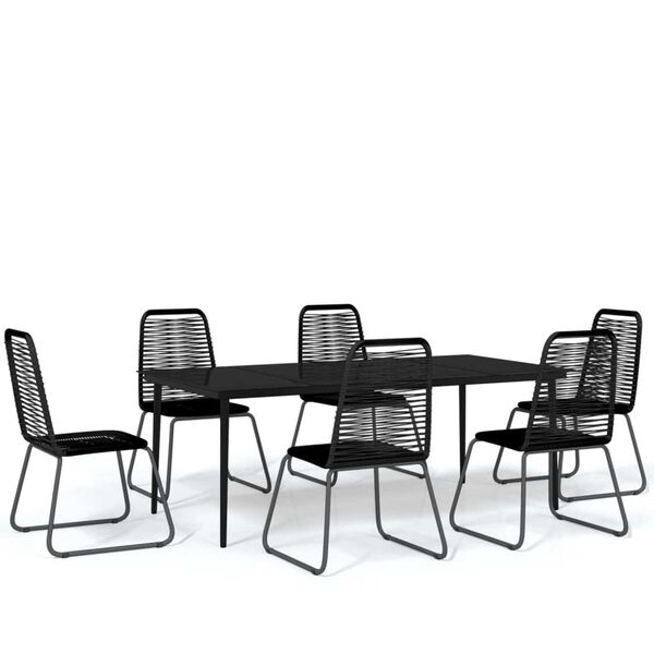 vidaXL 7 Piece Garden Dining Set Black