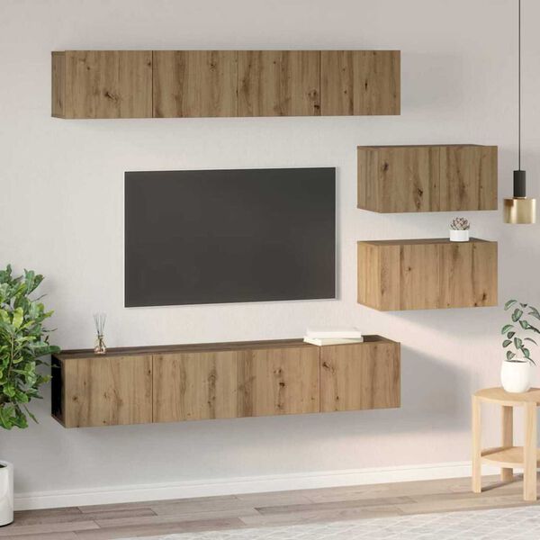 vidaXL TV Cabinet Set Wall-mounted 6 pcs Artisan Oak Engineered Wood