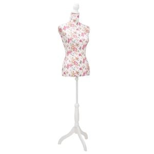 vidaXL Female Mannequin | White with rose detailing | Cotton | Adjustable