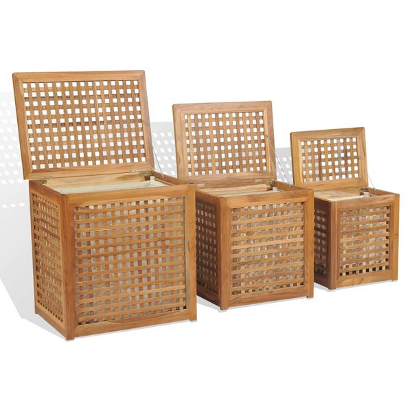 vidaXL Laundry Box Set 3 Pieces Teak