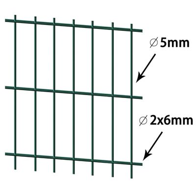vidaXL 2D Garden Fence Panels & Posts 2008x1630 mm 18 m Green