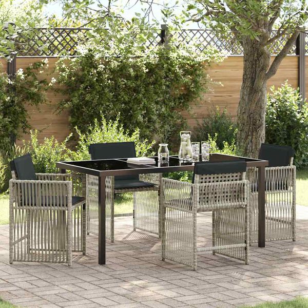 vidaXL Garden Dining Set 5 pcs Light Grey Poly Rattan