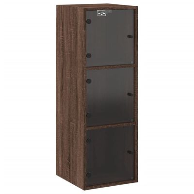 vidaXL Wall Cabinet with Glass Doors Brown Oak 35x37x100 cm