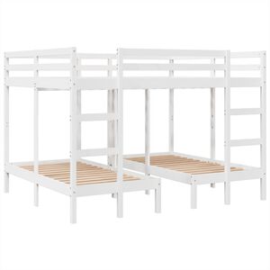 vidaXL Triple Bunk Bed Frame White 160x200/80x160 cm Solid Wood Pine