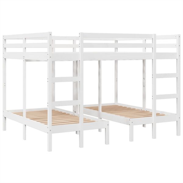 vidaXL Triple Bunk Bed Frame White 160x200/80x160 cm Solid Wood Pine