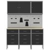 vidaXL Work Cabinet with Drawer 8 pcs Black Engineered Wood and Steel