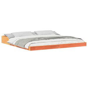 vidaXL Bed Frame Wax Brown 200 x 200 cm Solid Pine Wood