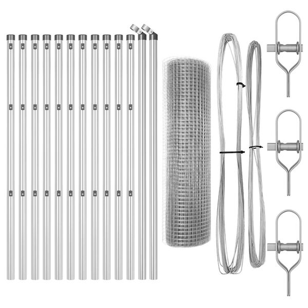 vidaXL Fence Post Silver 25 x 0.8 m (25 x 25 mm mesh) Steel