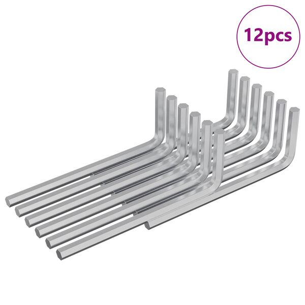 vidaXL Hex Key 12 pcs Silver 20 x 52 mm Steel