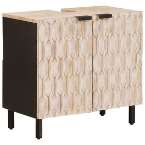 vidaXL Bathroom Sink Cabinet White 62 x 33 x 58 cm Solid Mango Wood