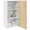 vidaXL Hanging Cabinet with Door Sonoma Oak and White 50 x 31 x 100 cm