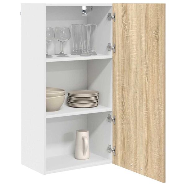 vidaXL Hanging Cabinet with Door Sonoma Oak and White 50 x 31 x 100 cm