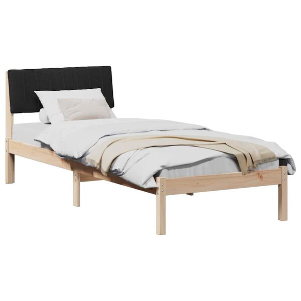 vidaXL Bed frame Brown and black 75 x 190 cm Solid pine wood