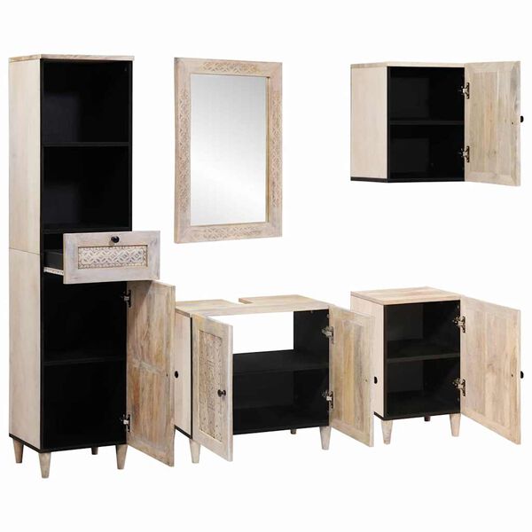 vidaXL Bathroom Furniture Set with Drawer 5 pcs White Engineered Wood