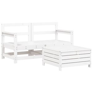vidaXL 3 Piece Garden Sofa Set White Solid Wood Pine