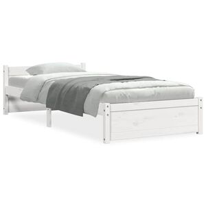 vidaXL Bed Frame without Mattress White Solid Wood 100x200 cm