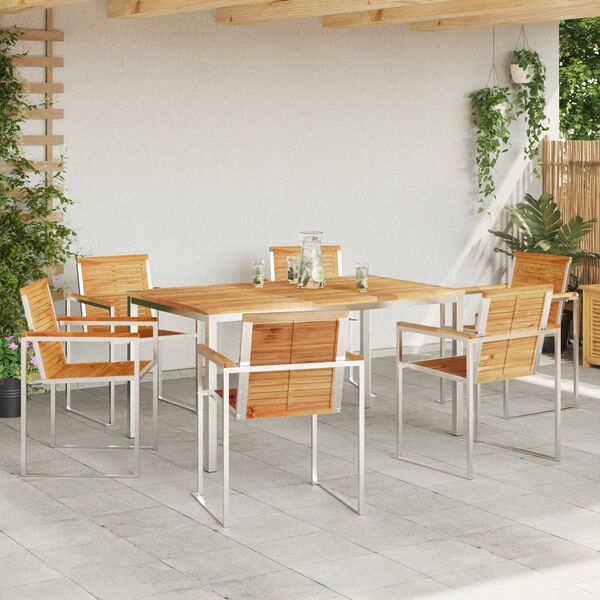 vidaXL Garden Dining Set 7 pcs Brown Solid Teak Wood