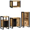 vidaXL Bathroom Furniture Set 4 pcs Brown and Black Solid Mango Wood
