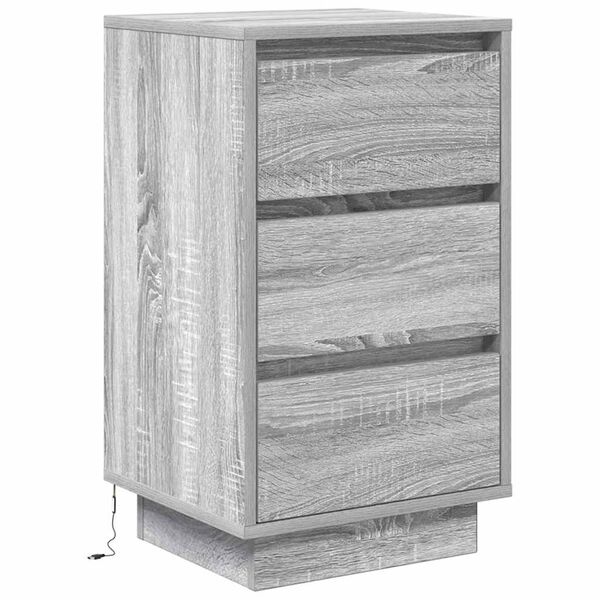 vidaXL Bedside Cabinet with LED Lights&nbsp;Grey Sonoma 38x34x65 cm