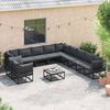 vidaXL Garden Sofa Set with Cushion 11 pcs Black Aluminium
