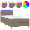 vidaXL Box Spring Bed with Mattress&LED Taupe 80x200cm Fabric