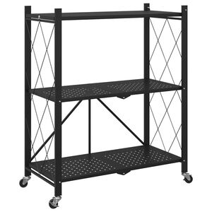 vidaXL Storage Shelf on Wheels Black 71x34x88 cm Steel