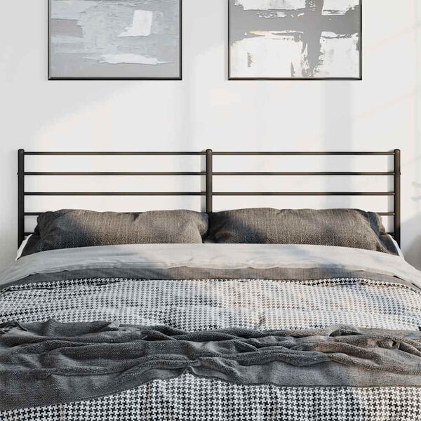 vidaXL Metal Headboard Black 193 cm